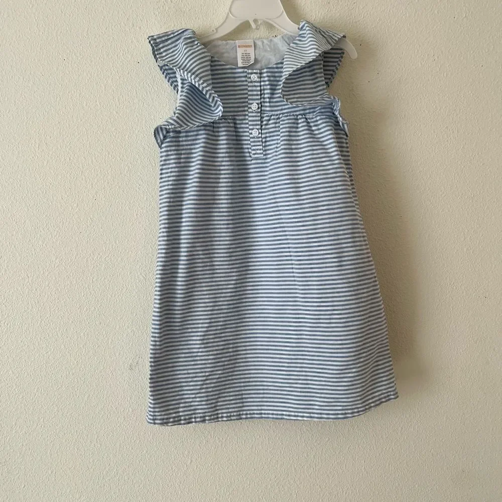 Gymboree Girls Blue /white striped Dress 5t
